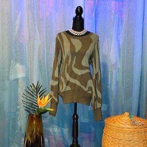 Nine West Banded-Bottom Balloon 🎈 Sleeve Sweater 💚🤎